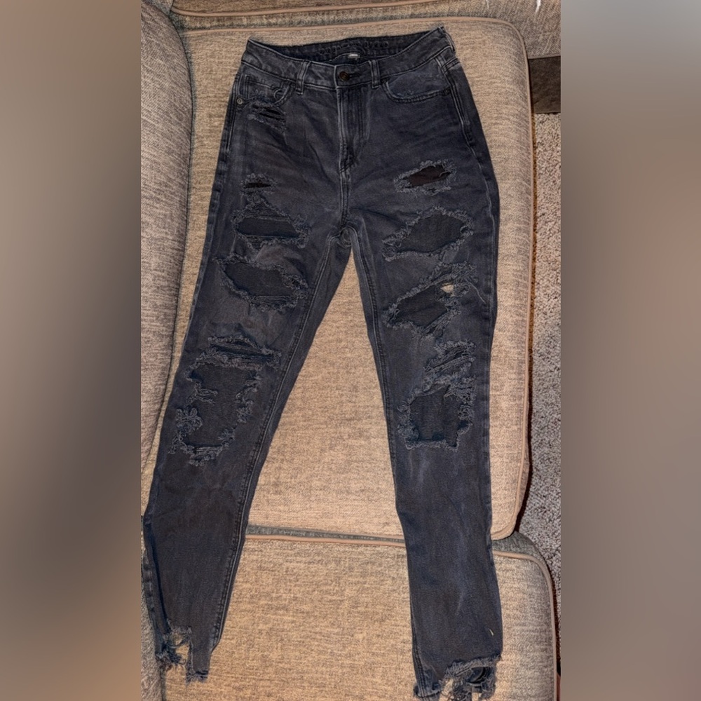 American Eagle Outfitters Black Distressed Skinny Jeans